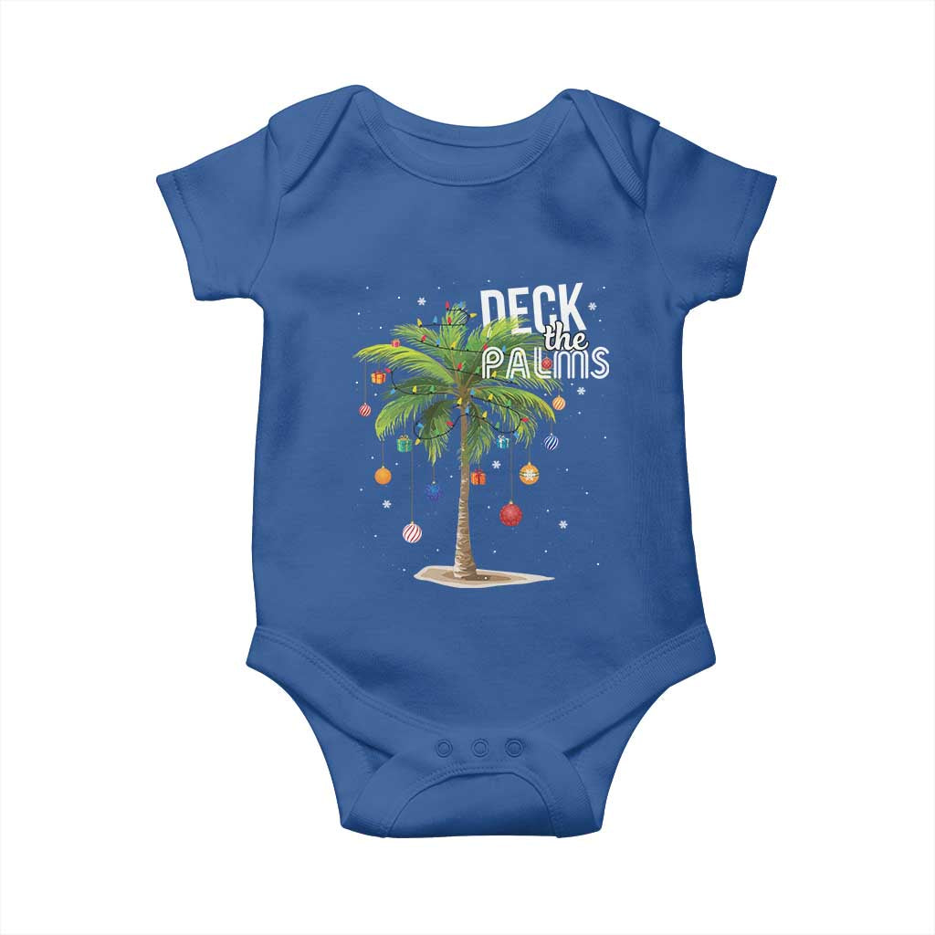 Hawaiian Christmas Baby Onesie Deck The Palms Christmas Palm Tree Beach Family Vacation TS10 Royal Blue Print Your Wear