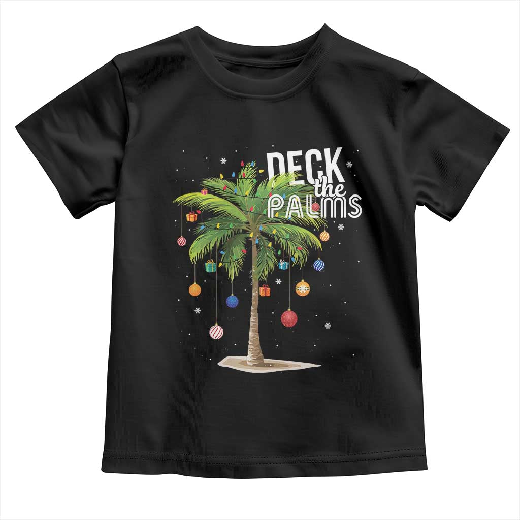 Hawaiian Christmas Baby Shirt Deck The Palms Christmas Palm Tree Beach Family Vacation TS10 Black Print Your Wear