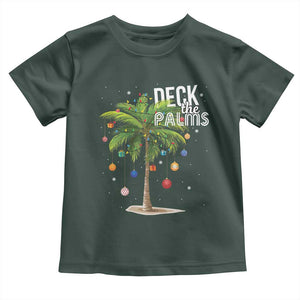 Hawaiian Christmas Baby Shirt Deck The Palms Christmas Palm Tree Beach Family Vacation TS10 Dark Forest Green Print Your Wear