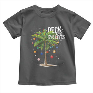 Hawaiian Christmas Baby Shirt Deck The Palms Christmas Palm Tree Beach Family Vacation TS10 Dark Heather Print Your Wear