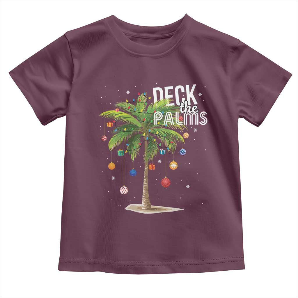 Hawaiian Christmas Baby Shirt Deck The Palms Christmas Palm Tree Beach Family Vacation TS10 Maroon Print Your Wear