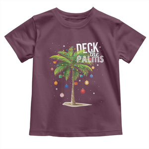 Hawaiian Christmas Baby Shirt Deck The Palms Christmas Palm Tree Beach Family Vacation TS10 Maroon Print Your Wear