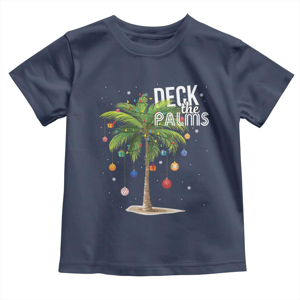 Hawaiian Christmas Baby Shirt Deck The Palms Christmas Palm Tree Beach Family Vacation TS10 Navy Print Your Wear