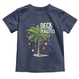 Hawaiian Christmas Baby Shirt Deck The Palms Christmas Palm Tree Beach Family Vacation TS10 Navy Print Your Wear