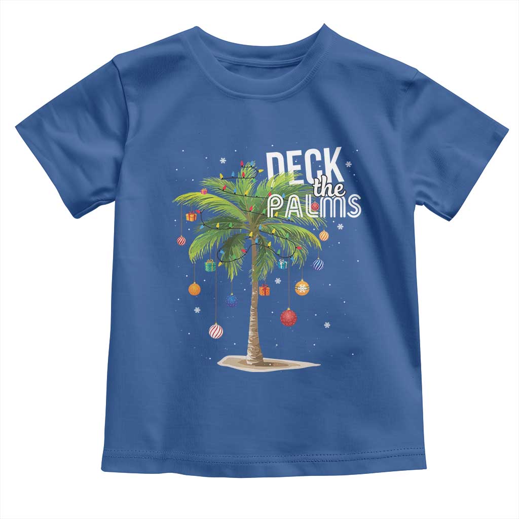 Hawaiian Christmas Baby Shirt Deck The Palms Christmas Palm Tree Beach Family Vacation TS10 Royal Blue Print Your Wear