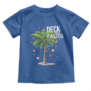 Hawaiian Christmas Baby Shirt Deck The Palms Christmas Palm Tree Beach Family Vacation TS10 Royal Blue Print Your Wear