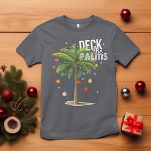 Hawaiian Christmas T Shirt Deck The Palms Christmas Palm Tree Beach Family Vacation TS10 Charcoal Print Your Wear