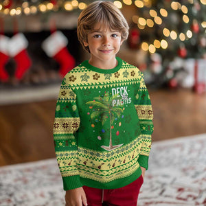 Hawaiian Christmas Ugly Christmas Sweater Deck The Palms Christmas Palm Tree Beach Family Vacation TS10 Forest Print Your Wear