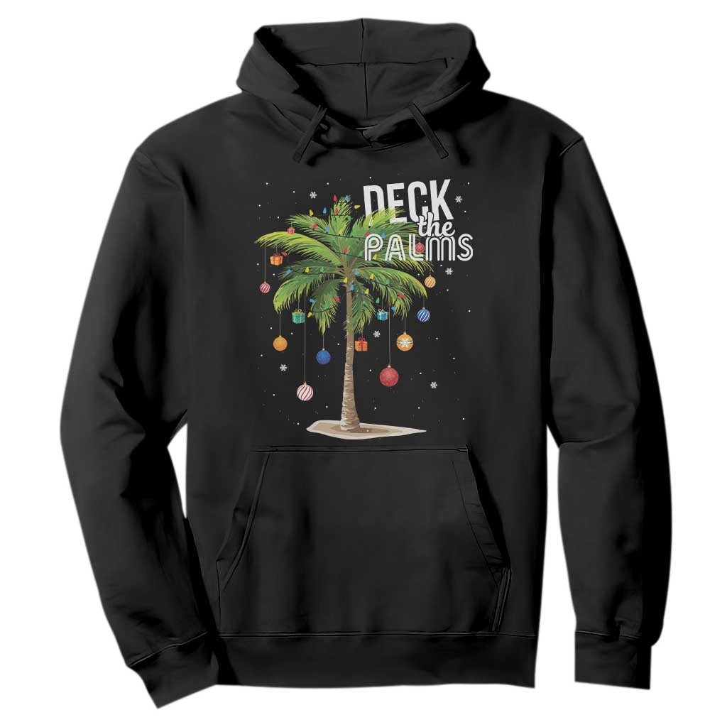 Hawaiian Christmas Hoodie Deck The Palms Christmas Palm Tree Beach Family Vacation TS10 Black Print Your Wear