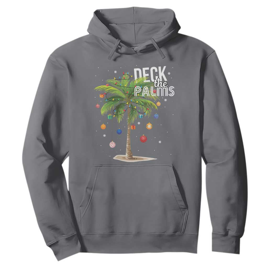 Hawaiian Christmas Hoodie Deck The Palms Christmas Palm Tree Beach Family Vacation TS10 Charcoal Print Your Wear