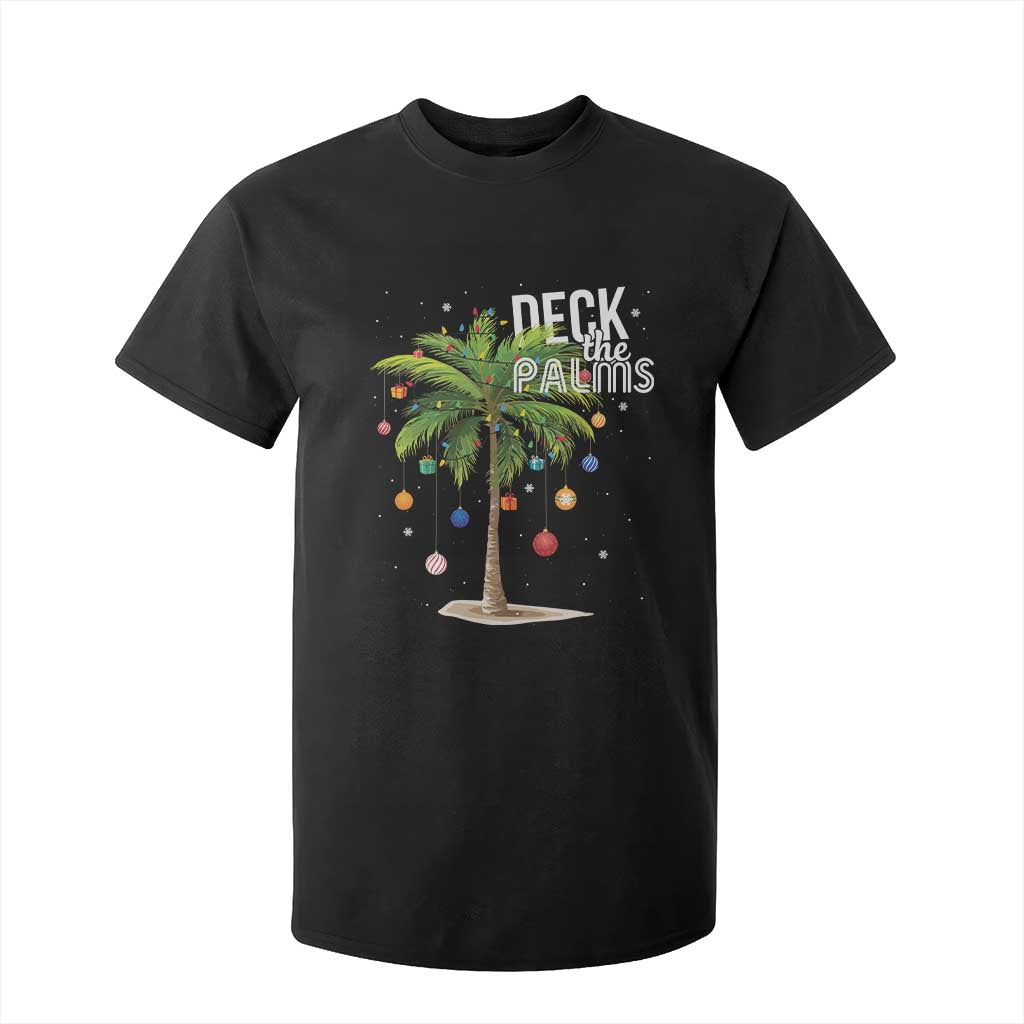 Hawaiian Christmas T Shirt For Kid Deck The Palms Christmas Palm Tree Beach Family Vacation TS10 Black Print Your Wear