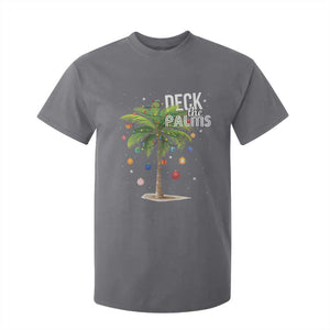 Hawaiian Christmas T Shirt For Kid Deck The Palms Christmas Palm Tree Beach Family Vacation TS10 Charcoal Print Your Wear