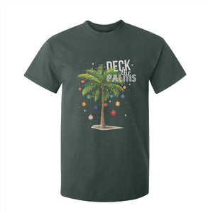 Hawaiian Christmas T Shirt For Kid Deck The Palms Christmas Palm Tree Beach Family Vacation TS10 Dark Forest Green Print Your Wear