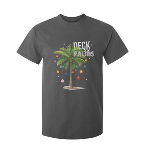 Hawaiian Christmas T Shirt For Kid Deck The Palms Christmas Palm Tree Beach Family Vacation TS10 Dark Heather Print Your Wear