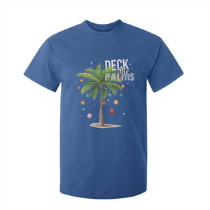 Hawaiian Christmas T Shirt For Kid Deck The Palms Christmas Palm Tree Beach Family Vacation TS10 Royal Blue Print Your Wear