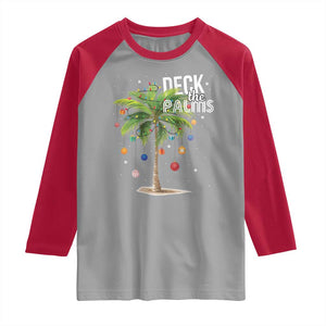 Hawaiian Christmas Raglan Shirt Deck The Palms Christmas Palm Tree Beach Family Vacation TS10 Sport Gray Red Print Your Wear