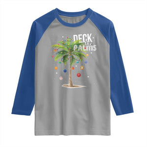 Hawaiian Christmas Raglan Shirt Deck The Palms Christmas Palm Tree Beach Family Vacation TS10 Sport Gray Royal Print Your Wear