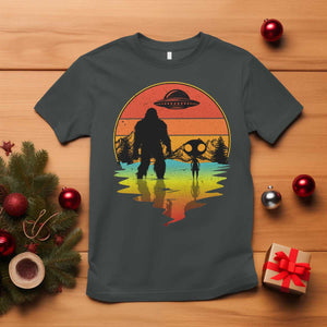 Funny Bigfoot Christmas T Shirt Believe Bigfoot Alien Santa Hat Sasquatch Loves TS10 Dark Heather Print Your Wear