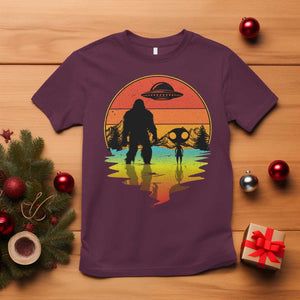 Funny Bigfoot Christmas T Shirt Believe Bigfoot Alien Santa Hat Sasquatch Loves TS10 Maroon Print Your Wear