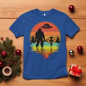 Funny Bigfoot Christmas T Shirt Believe Bigfoot Alien Santa Hat Sasquatch Loves TS10 Royal Blue Print Your Wear
