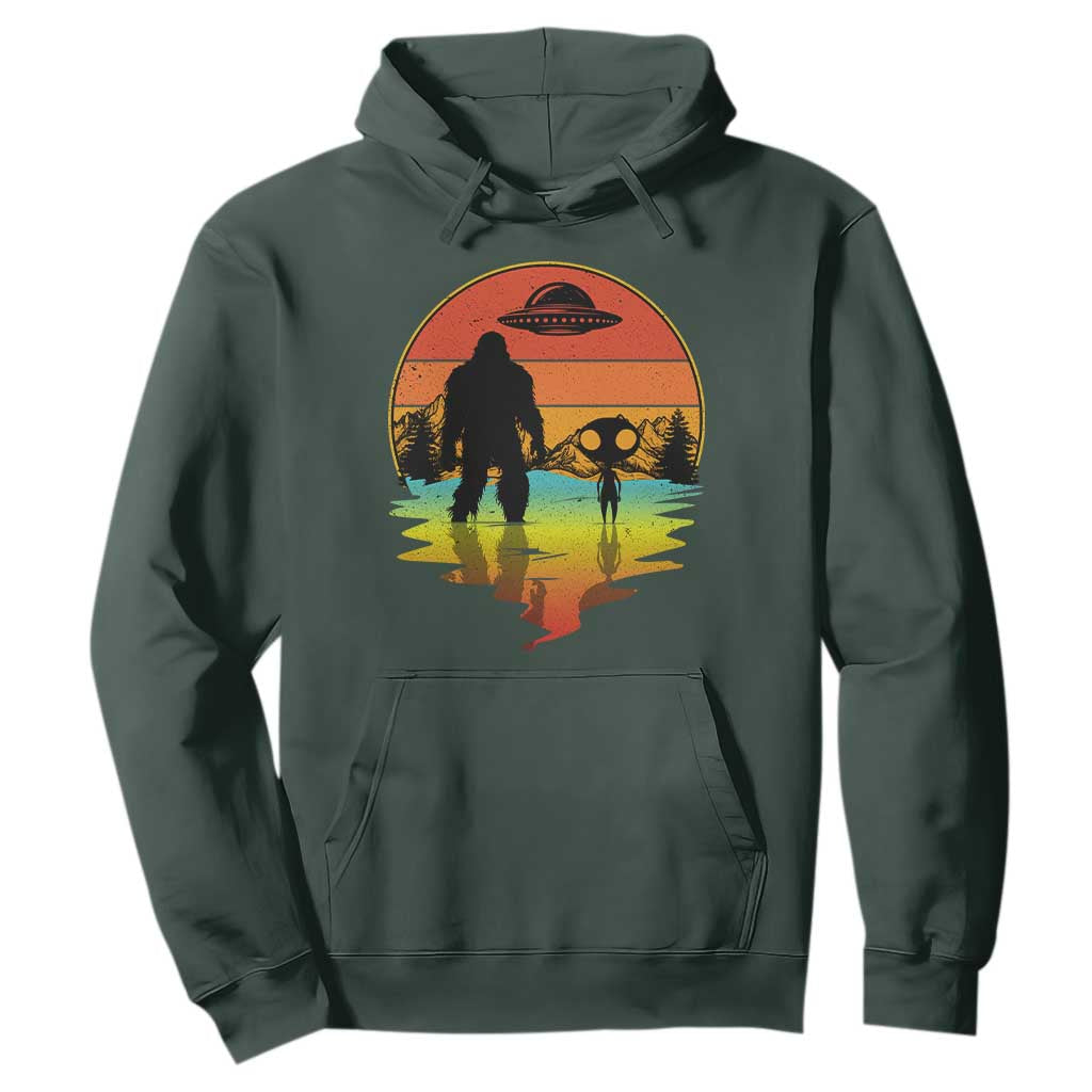 Funny Bigfoot Christmas Hoodie Believe Bigfoot Alien Santa Hat Sasquatch Loves TS10 Dark Forest Green Print Your Wear