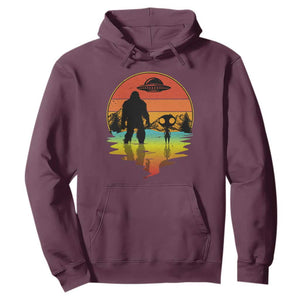 Funny Bigfoot Christmas Hoodie Believe Bigfoot Alien Santa Hat Sasquatch Loves TS10 Maroon Print Your Wear