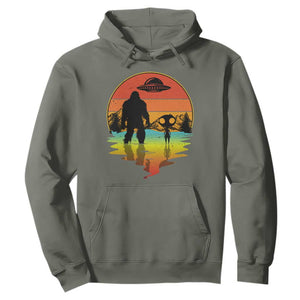 Funny Bigfoot Christmas Hoodie Believe Bigfoot Alien Santa Hat Sasquatch Loves TS10 Military Green Print Your Wear