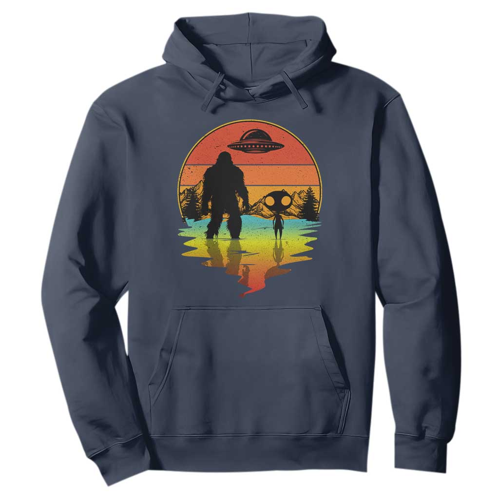 Funny Bigfoot Christmas Hoodie Believe Bigfoot Alien Santa Hat Sasquatch Loves TS10 Navy Print Your Wear