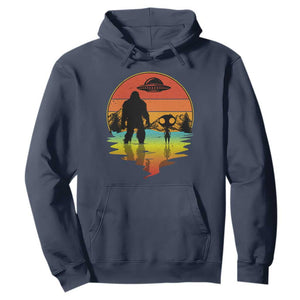 Funny Bigfoot Christmas Hoodie Believe Bigfoot Alien Santa Hat Sasquatch Loves TS10 Navy Print Your Wear