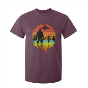 Funny Bigfoot Christmas T Shirt For Kid Believe Bigfoot Alien Santa Hat Sasquatch Loves TS10 Maroon Print Your Wear