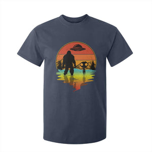 Funny Bigfoot Christmas T Shirt For Kid Believe Bigfoot Alien Santa Hat Sasquatch Loves TS10 Navy Print Your Wear