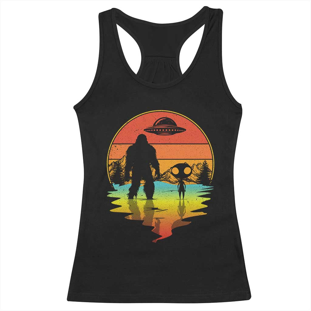 Funny Bigfoot Christmas Racerback Tank Top Believe Bigfoot Alien Santa Hat Sasquatch Loves TS10 Black Print Your Wear