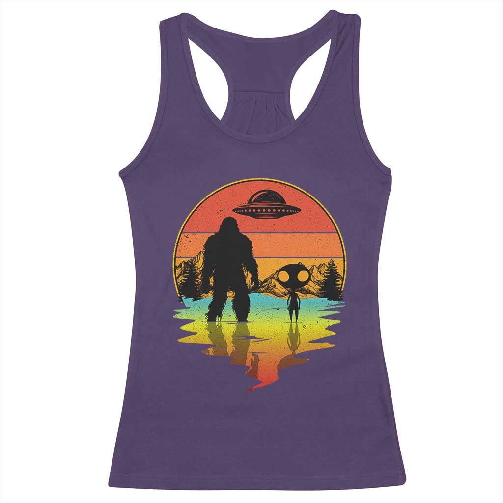 Funny Bigfoot Christmas Racerback Tank Top Believe Bigfoot Alien Santa Hat Sasquatch Loves TS10 Purple Print Your Wear