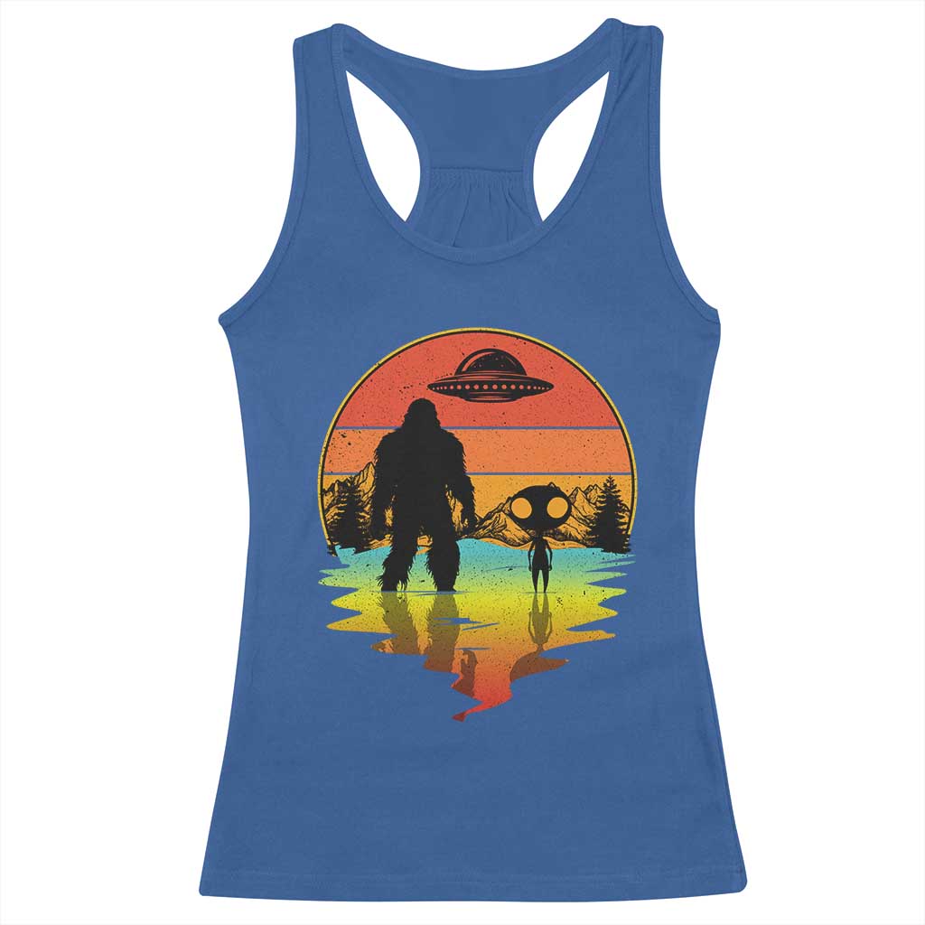 Funny Bigfoot Christmas Racerback Tank Top Believe Bigfoot Alien Santa Hat Sasquatch Loves TS10 Royal Blue Print Your Wear