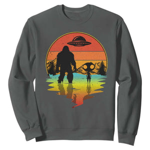 Funny Bigfoot Christmas Sweatshirt Believe Bigfoot Alien Santa Hat Sasquatch Loves TS10 Dark Heather Print Your Wear