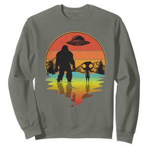 Funny Bigfoot Christmas Sweatshirt Believe Bigfoot Alien Santa Hat Sasquatch Loves TS10 Military Green Print Your Wear