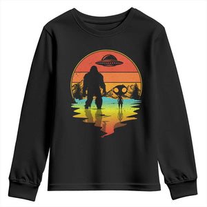 Funny Bigfoot Christmas Youth Sweatshirt Believe Bigfoot Alien Santa Hat Sasquatch Loves TS10 Black Print Your Wear