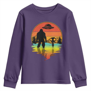 Funny Bigfoot Christmas Youth Sweatshirt Believe Bigfoot Alien Santa Hat Sasquatch Loves TS10 Purple Print Your Wear