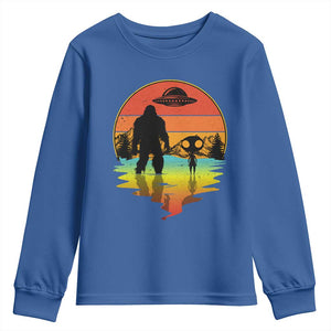 Funny Bigfoot Christmas Youth Sweatshirt Believe Bigfoot Alien Santa Hat Sasquatch Loves TS10 Royal Blue Print Your Wear
