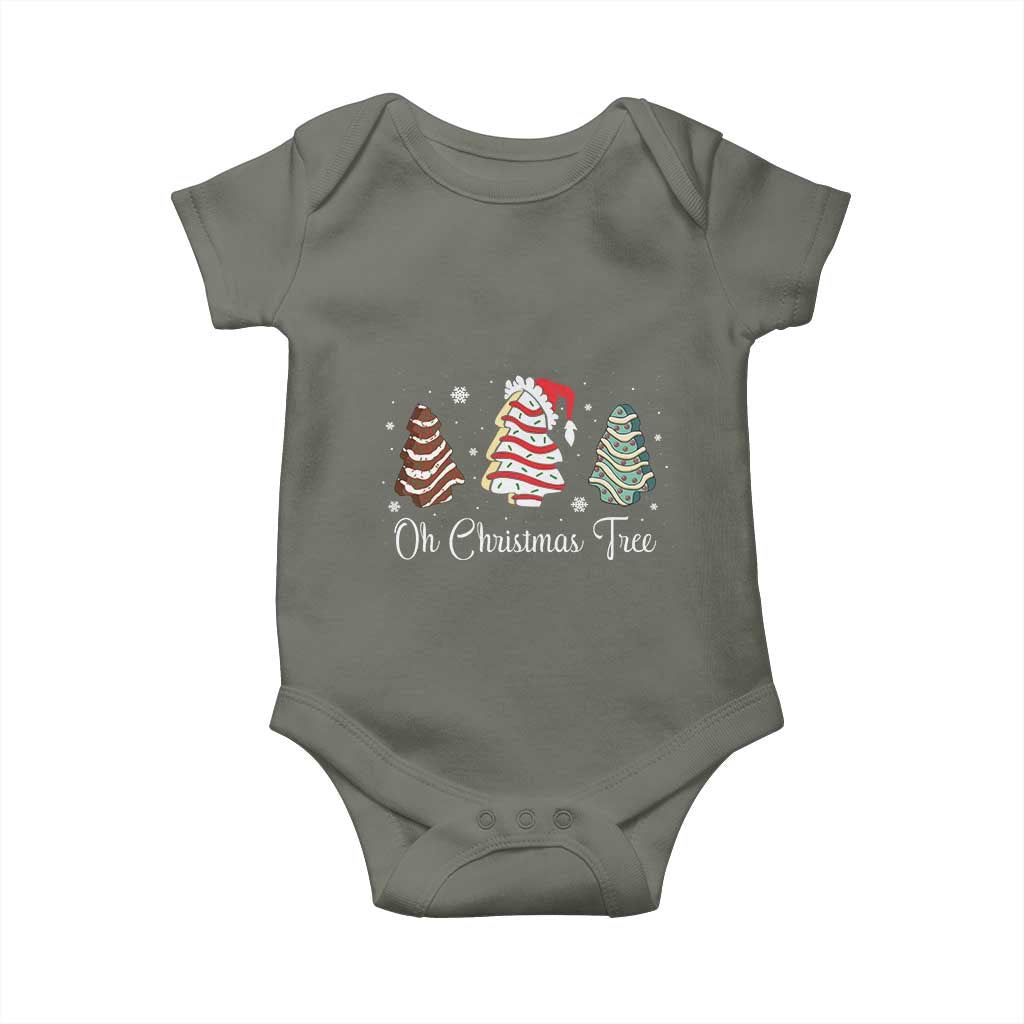 Funny Oh Christmas Tree Cakes Baby Onesie TS10 Military Green Print Your Wear