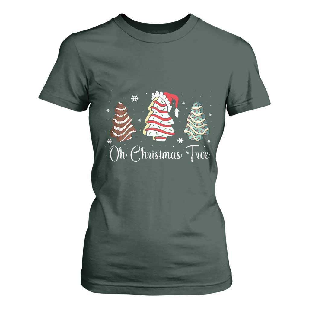 Funny Oh Christmas Tree Cakes T Shirt For Women TS10 Dark Forest Green Print Your Wear