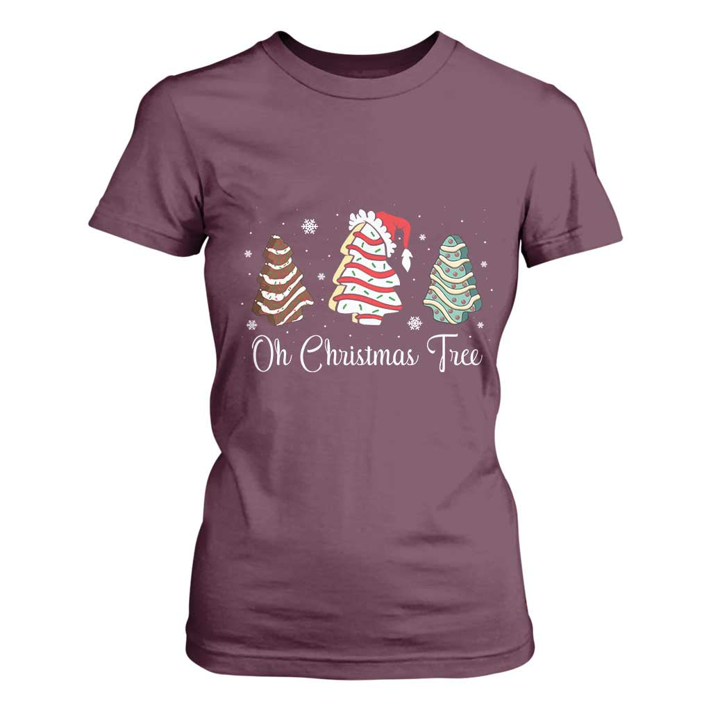 Funny Oh Christmas Tree Cakes T Shirt For Women TS10 Maroon Print Your Wear
