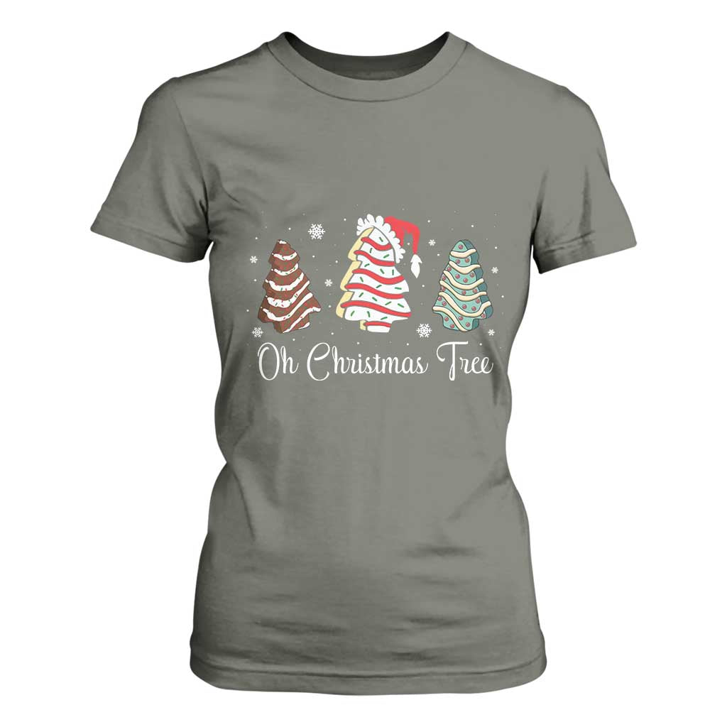 Funny Oh Christmas Tree Cakes T Shirt For Women TS10 Military Green Print Your Wear