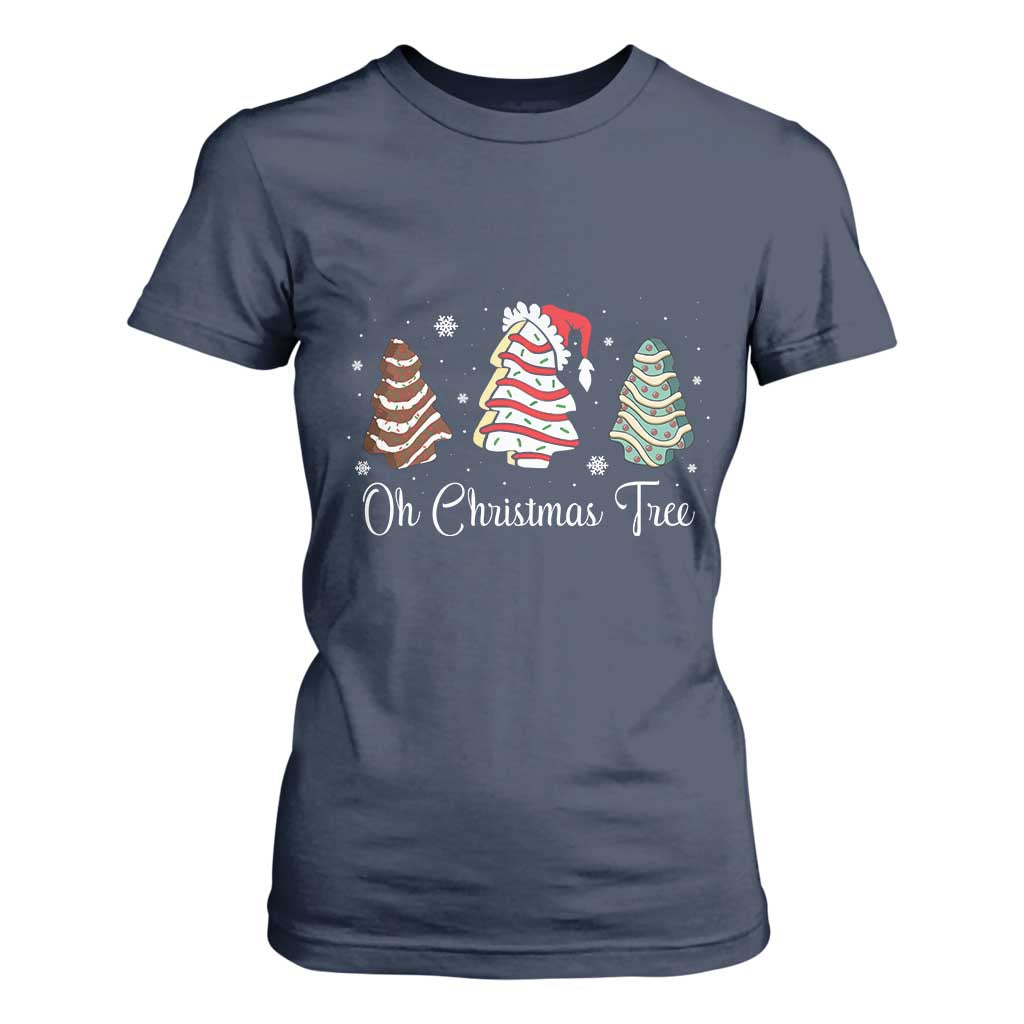 Funny Oh Christmas Tree Cakes T Shirt For Women TS10 Navy Print Your Wear