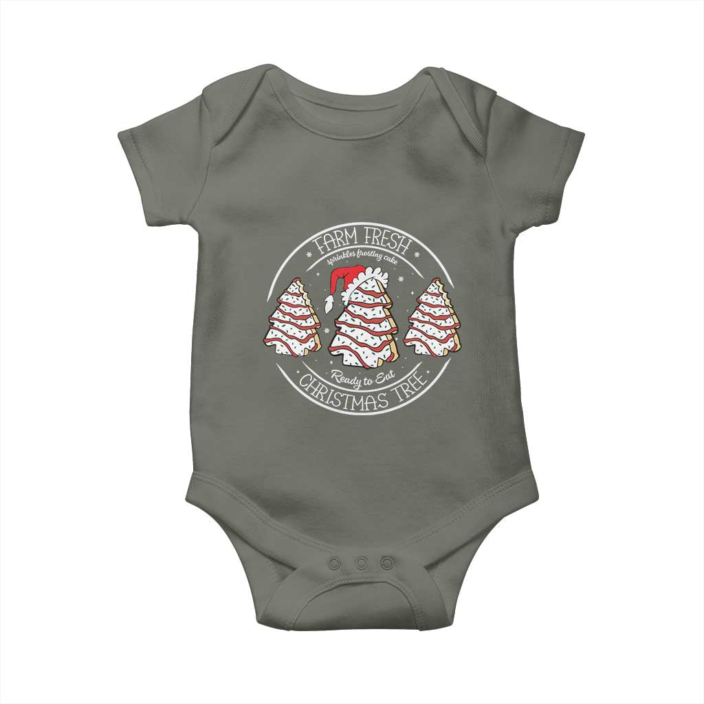 Farm Fresh Christmas Tree Baby Onesie Tree Cake Holiday Baking Crew TS10 Military Green Print Your Wear