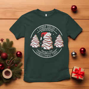 Farm Fresh Christmas Tree T Shirt Tree Cake Holiday Baking Crew TS10 Dark Forest Green Print Your Wear