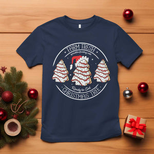 Farm Fresh Christmas Tree T Shirt Tree Cake Holiday Baking Crew TS10 Navy Print Your Wear