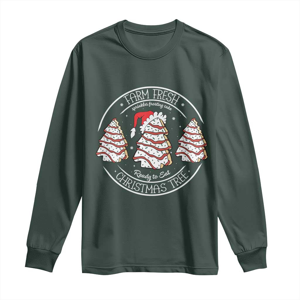 Farm Fresh Christmas Tree Long Sleeve Shirt Tree Cake Holiday Baking Crew TS10 Dark Forest Green Print Your Wear