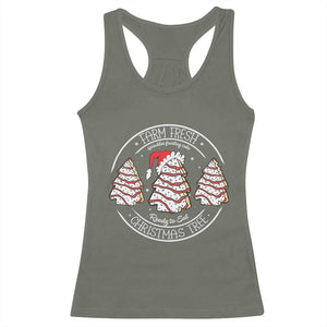 Farm Fresh Christmas Tree Racerback Tank Top Tree Cake Holiday Baking Crew TS10 Military Green Print Your Wear