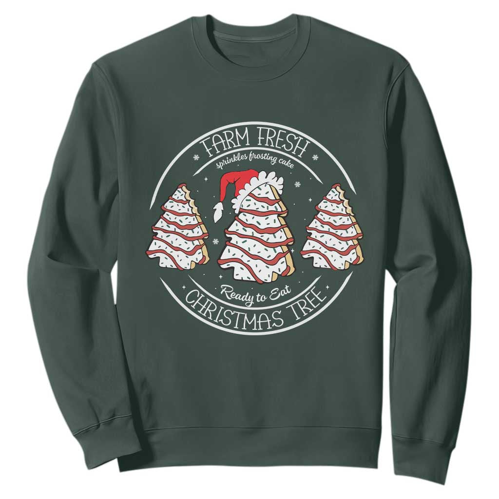 Farm Fresh Christmas Tree Sweatshirt Tree Cake Holiday Baking Crew TS10 Dark Forest Green Print Your Wear